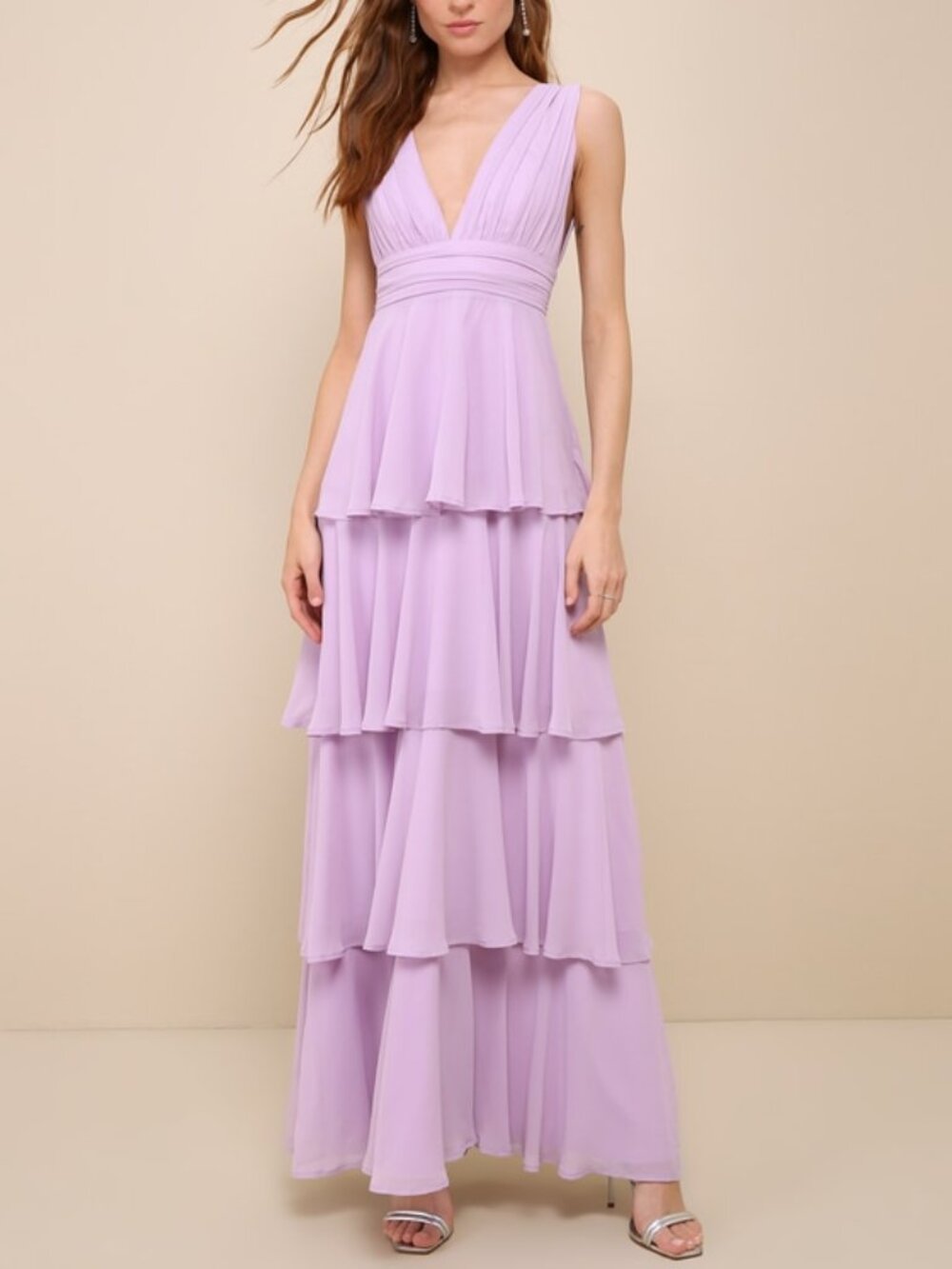 Lulus Amazing Evening Lavender Tiered Maxi Dress Purple - Size L